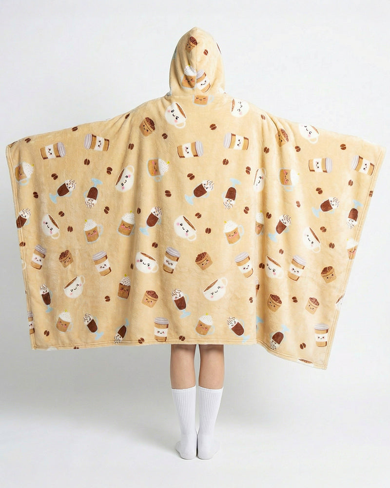 Bloozie Koc z kapturem Sherpa - Kawa